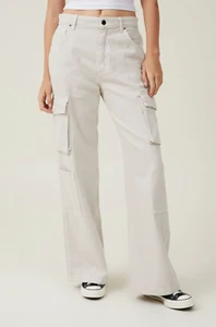 Cotton:On Women's Cargo Wide Leg Jeans Discontinued Soft Taupe Wash Size 2 NEW - Picture 1 of 7
