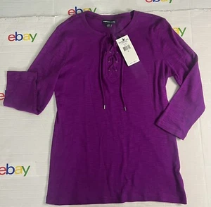 AMERICAN LIVING WOMEN’S 3/4 SLEEVE PURPLE T-SHIRT MSRP $39.50 - Picture 1 of 8