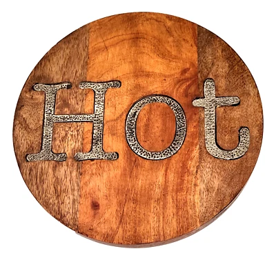 Mud Pie Circa Trivet Wood Metal Hot Plate 8 inch - Image 1 of 4