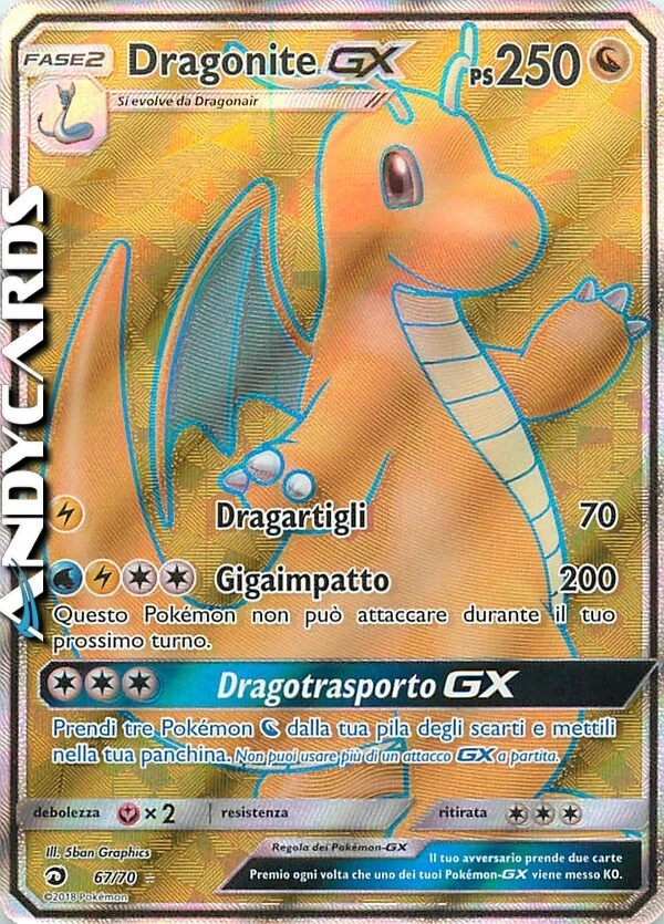 DRAGONITE GX 67/70 • Full Art • Trionfo dei Draghi DRM POKEMON - Immagine 1 di 1