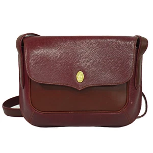 Cartier Must Leather Shoulder Crossbody Bag Bordeaux Gold - Imagen 1 de 10