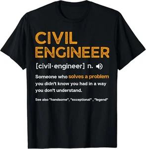 Civil Engineer Funny Definition Engineering Gift Unisex T-Shirt - Picture 1 of 3