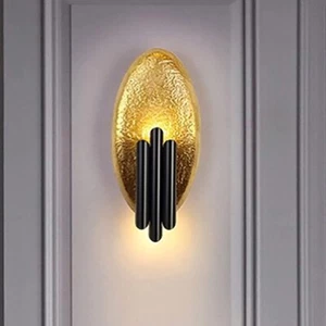 Applique parete interno forma tubo lampadina moderna arte parete metallo lusso oro - Foto 1 di 13