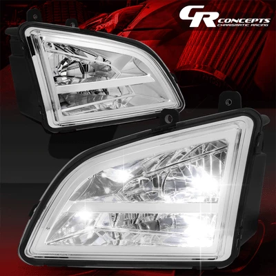 PAR DE LUCES ANTINIEBLA LED BLANCAS COMPLETAS CARCASA CROMADA LENTE TRANSPARENTE PARA VOLVO VNL 2018-2024 Foto 1 de 4