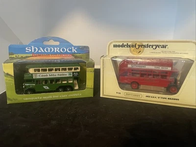 MATCHBOX MODELS OF YESTERYEAR MOY Y23 RED SCHWEPPES Bus and Shamrock Bus NIB - Image 1 of 4