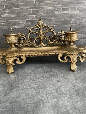 Ancien Grand Encrier Bronze Porte Lettres Courrier Louis XVI Napoléon  - Photo 1/4