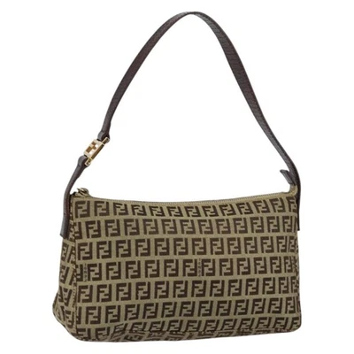 Auténtico bolso de hombro FENDI Zucchino de lona Mamma Baguette beige marrón dorado ep11910 Foto 1 de 4