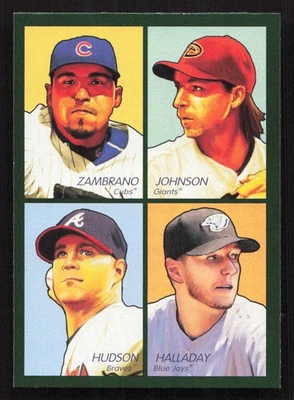 2009 Upper Deck Goudey Zambrano Johnson Halladay Hudson 4-in-1 Green #35-91 - Image 1 of 2