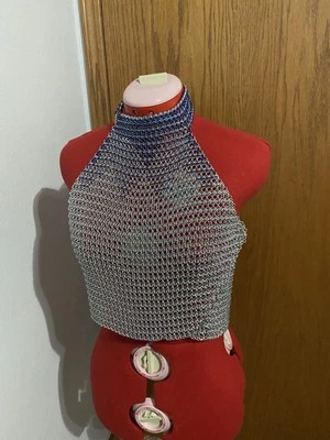 Gargantilla superior de cota de malla - azul y plata Foto 1 de 4