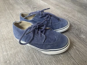 JANIE AND JACK Suede Leather Wingtip Sneaker Nightshadow Blue Kids Size 10 - Picture 1 of 11