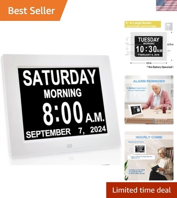 New 2024】 Digital Calendar Alarm Day Clock - with 8" Large Screen Display, am... - Image 1 of 4