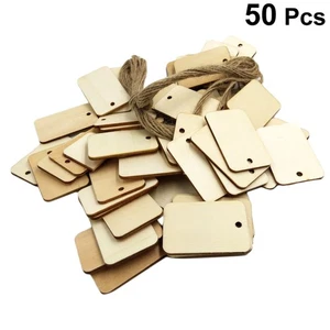 50 Pcs Rectangular Hanging Tag Unfinished Wood Cutouts Set DIY Retangular - Picture 1 of 12