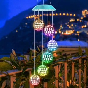 Color Changing Solar Wind Chimes Outdoor Decorative Garden Yard Patio Window - Picture 1 of 73