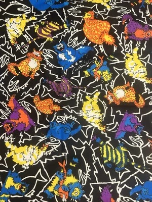 Vintage Calhoun Electrified Cats With Fish Marcus Brothers Cotton Fabric 27x42 - Image 1 of 4
