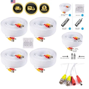 CCTV Security Camera Cable Kit 4 Pack 100ft BNC Power Video Extension Outdoor - Picture 1 of 9