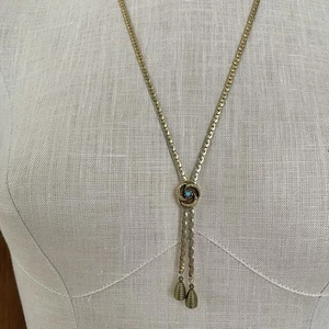 Vintage Goldette Gold Tone Bolo Southwestern Style Faux Turquoise Necklace - Picture 1 of 6