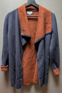 Jigsaw Women's Wool Blend Open Front Cardigan Sweater Navy Blue & Brown Size S - Picture 1 of 6