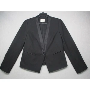 Ann Taylor Loft Black Modern Chic Notched Single Button Blazer Womens Size 12 - Picture 1 of 9