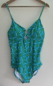 Swimming Costume Swimsuit UK 16 Turquoise & Green Adjustable Straps Padded New - Picture 1 of 12