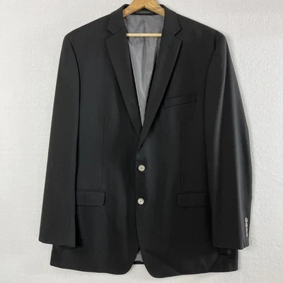 Chaqueta Blazer Calvin Klein Para Hombre 100% Lana Dos Botones Negra Sólida Talla 46L Foto 1 de 4