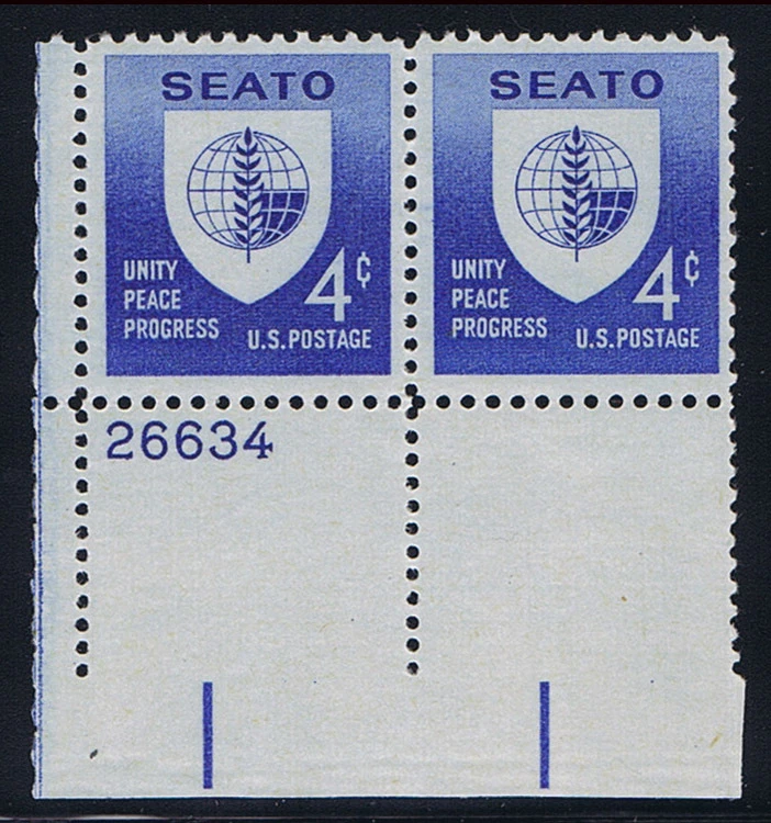PLATE BLOCK of 2 - #1151 SEATO CONFERENCE 4c (1960) - Image 1 of 1