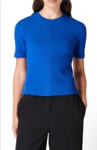 Sweaty Betty Short Sleeve Ribbed Tee Top US Size 10 / UK L, Blue, NEW NWOT - Picture 1 of 15