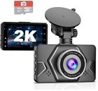 Version de mise à niveau Dash Cam 2K Ultra HD 64G carte SD caméra de voiture écran 3,0 pouces