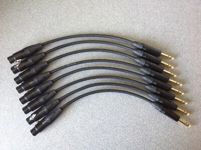 RCH AUDIO ENGINEERING 1/4" TRS / Balanced Jack to Female XLR Adaptor Cables - Lot of 8 - New