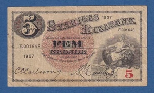 SUECIA // SWEDEN -- 5 KRONOR ( 1927 ) -- BC+ // F+ -- PICK 33j . - Picture 1 of 2