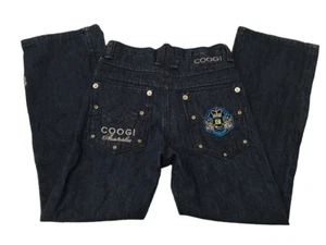 Coogi Unisex Kids Med. Dk. Blue Embroidered Crest & Lettered Denim Jeans Size 7X - Picture 1 of 11