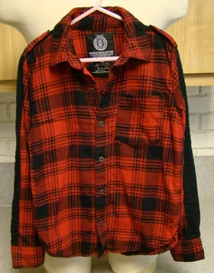 kids BUFFALO DAVID BITTON red/black plaid shirt Large size 6 VGUC - Picture 1 of 3