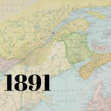 1891 QUEBEC DOMINION OF CANADA NOVA SCOTIA  MAP ANTIQUE COLOR VICTORIAN ERA 