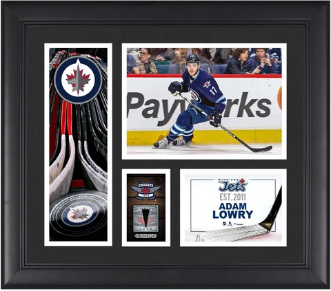 Adam Lowry Winnipeg Jets Framed 15x17 Collage w/a Piece of GU Puck Cover