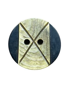 Vintage Two Tone Laminated Wood / Carved Focal Button - Picture 1 of 2