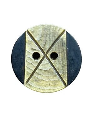 Vintage Two Tone Laminated Wood / Carved Focal Button - Image 1 of 2