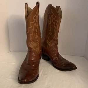 Justin 8303 Herren Exotisch Westernstiefel Erdnuss Krokant Eidechsenfuß Größe 10,5 - Bild 1 von 11