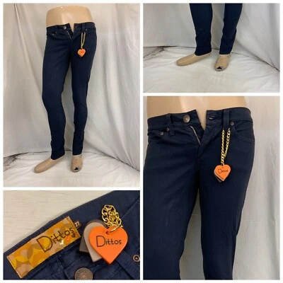 Pantalones de mezclilla Dittos talla 27 azul algodón elástico ajustados hechos en EE. UU. NUEVOS CON ETIQUETAS YGI N1-340CG Foto 1 de 4