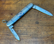 Antique Silver Niello Gold Waves Grips Pocket Folding Knife 2 Blades Solingen