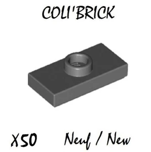 Lego 15573 - 50x Plaque Plate modified 1x2 1 stud - Dark Bluish Gray Grey - NEUF - Imagen 1 de 1