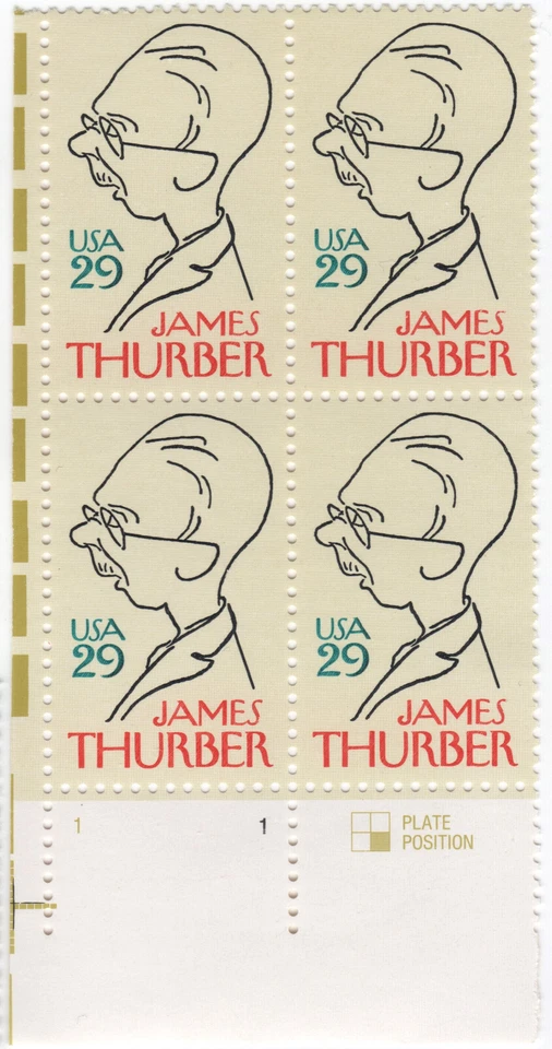 Scott #2862 James Thurber Plate Block of 4 Stamps - MNH LL - Image 1 of 1