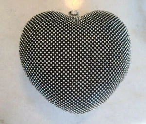 HEART Black Rhinestone Diamond Crystals Crossbody Handbag Clutch Women's GIFT 💘 - Picture 1 of 4