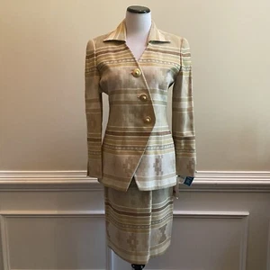Traje Falda Christian Dior Vintage Azteca Geométrica Carrera Manga Larga Talla 6 - Imagen 1 de 15