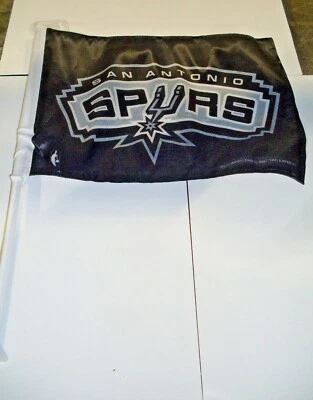 NBA San Antonio Spurs Logo on Black Window Car Flag by Fremont Die - Image 1 of 2
