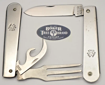 Vintage BOKER USA Official CAMP FIRE GIRLS Scout Set Eating Knife & Fork Set - Image 1 of 4