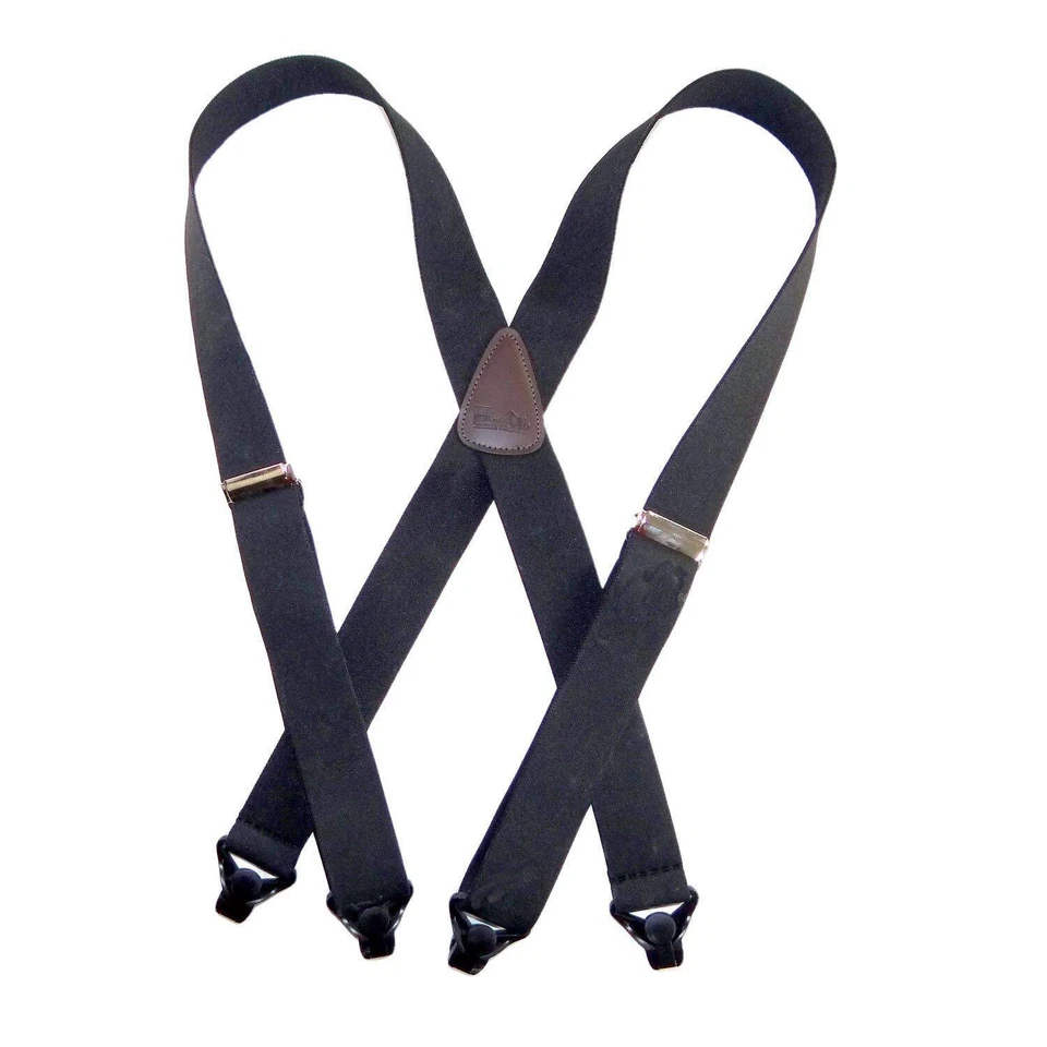 Hold Up Suspenders for Men - Ski Suspenders 1 1/2" - USA Black Composite Plastic - Image 1 of 4