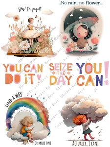 Junk Journal Supplies Motivational Girl Collage Sheet Scrapbook Card Topper - Picture 1 of 1