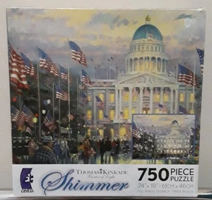 Ceaco Thomas Kinkade 750 Pc Shimmer Puzzle FLAGS OVER THE CAPITAL New - Picture 1 of 7