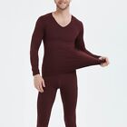Keep Warm in Style with Men&#39;s Long Johns Set V neck Top and Bottom Solid Color