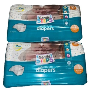 Gentle Steps Premium Diapers Size 1 (8-14 lbs) 100 Count- NEW - Picture 1 of 2