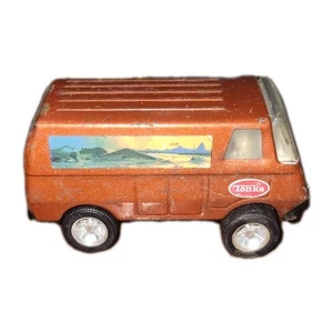 Bonito juguete de acero prensado de los años 70 mini furgoneta Tonka naranja escena del desierto - Imagen 1 de 7
